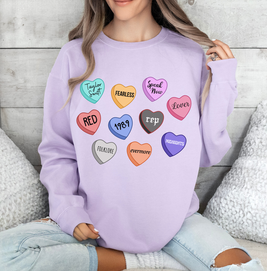 Taylor Swift Sweatshirt Eras Candy Hearts Crewneck