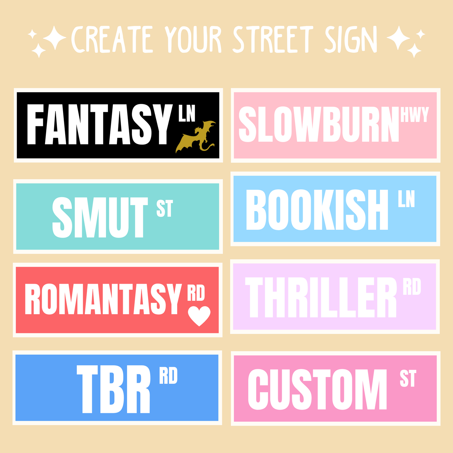 Custom Bookshelf Street Sign