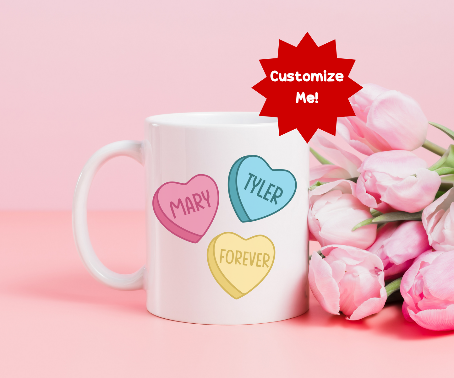 Personalized Candy Heart Coffee Mug