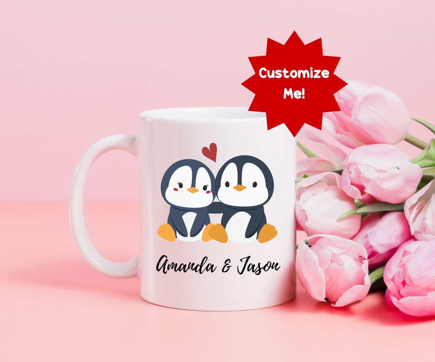 Personalized Penguin Couple Coffee Mug