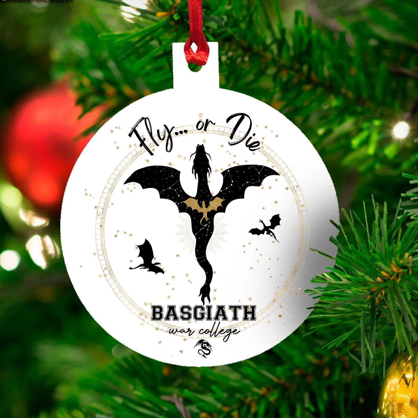 2023 Merry Bookmas ornament / bookish gift / book club gift / stocking stuffer / Christmas gift / dragon / 3 Inch Round Aluminum Ornament