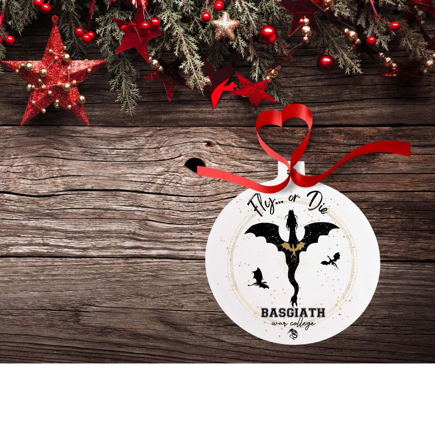 2023 Merry Bookmas ornament / bookish gift / book club gift / stocking stuffer / Christmas gift / dragon / 3 Inch Round Aluminum Ornament