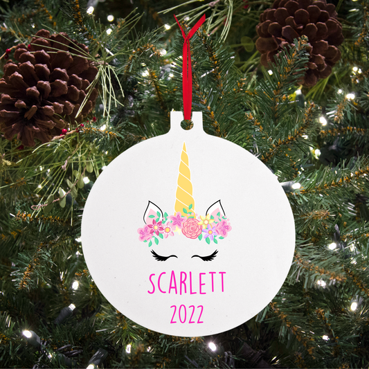 Personalized Baby's First Christmas Unicorn Ornament