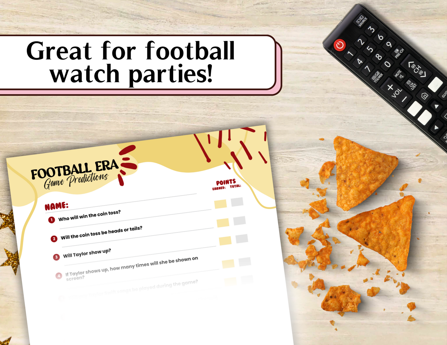 Football Game Prediction Questionnaire - Printable Party Game