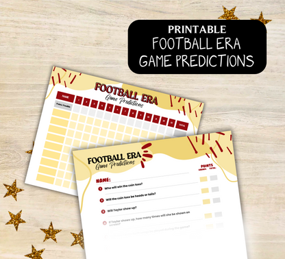 Football Game Prediction Questionnaire - Printable Party Game