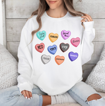 Taylor Swift Sweatshirt Eras Candy Hearts Crewneck
