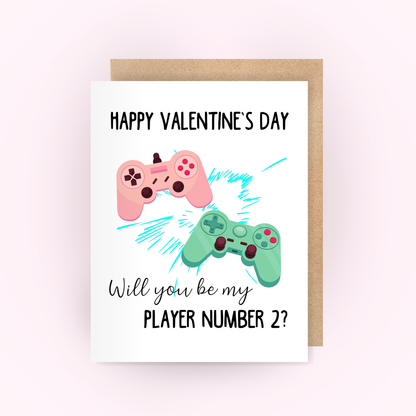 Gamer Couple Valentine's Day Card - Player Number 2
