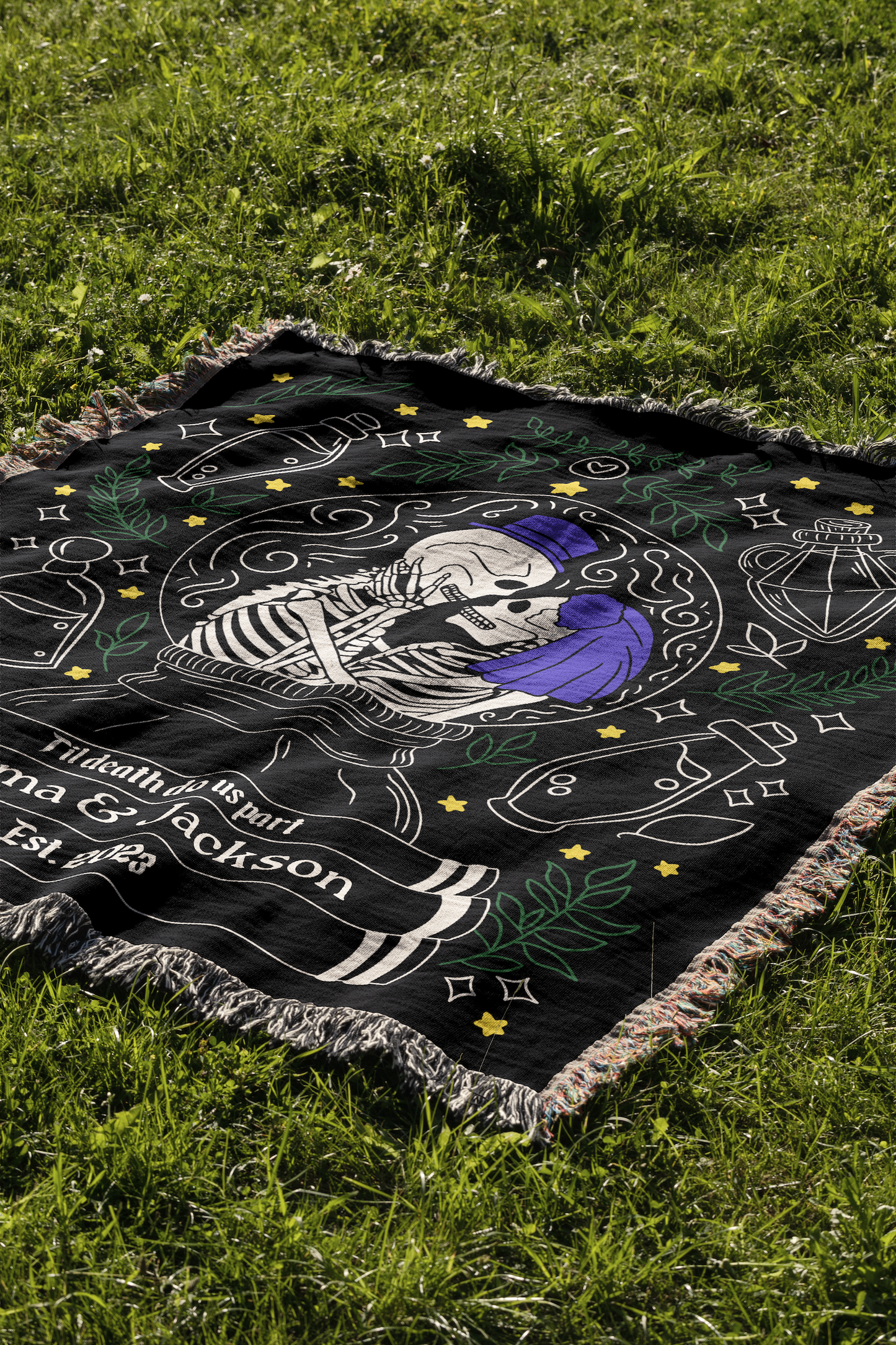 personalized skeleton zodiac blanket