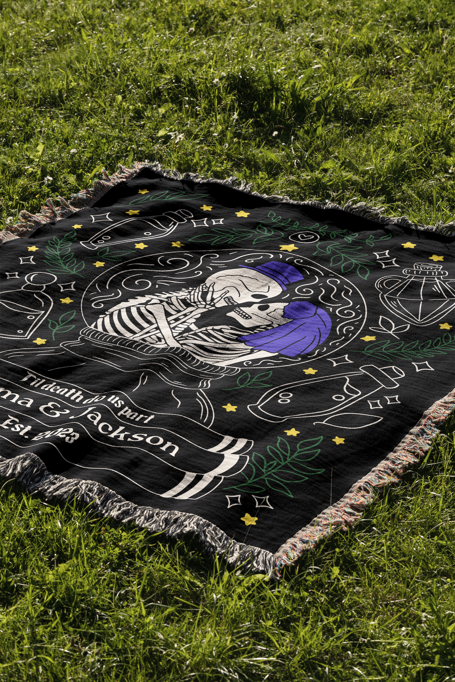 personalized skeleton zodiac blanket