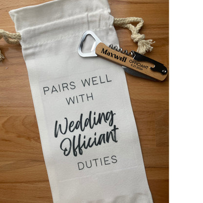 Pairs Well With Wedding Officiant Duties Wine Gift Bag / wedding officiant proposal / gifts under 15 / wine tote / wedding gift / officiant