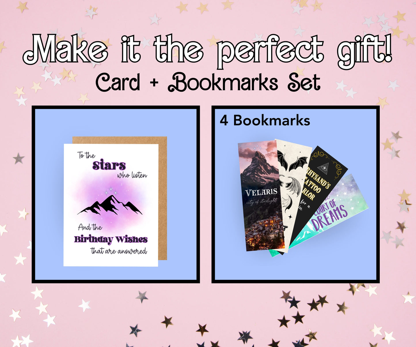 Star Birthday Card / card for reader / bookmark gift set / book lover