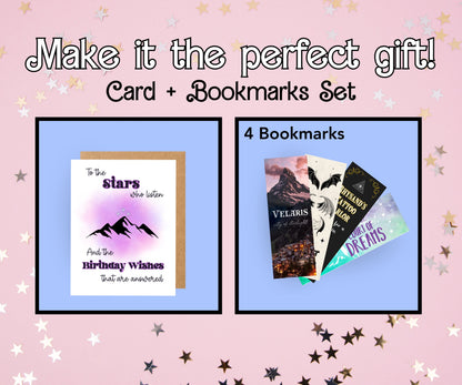 Star Birthday Card / card for reader / bookmark gift set / book lover