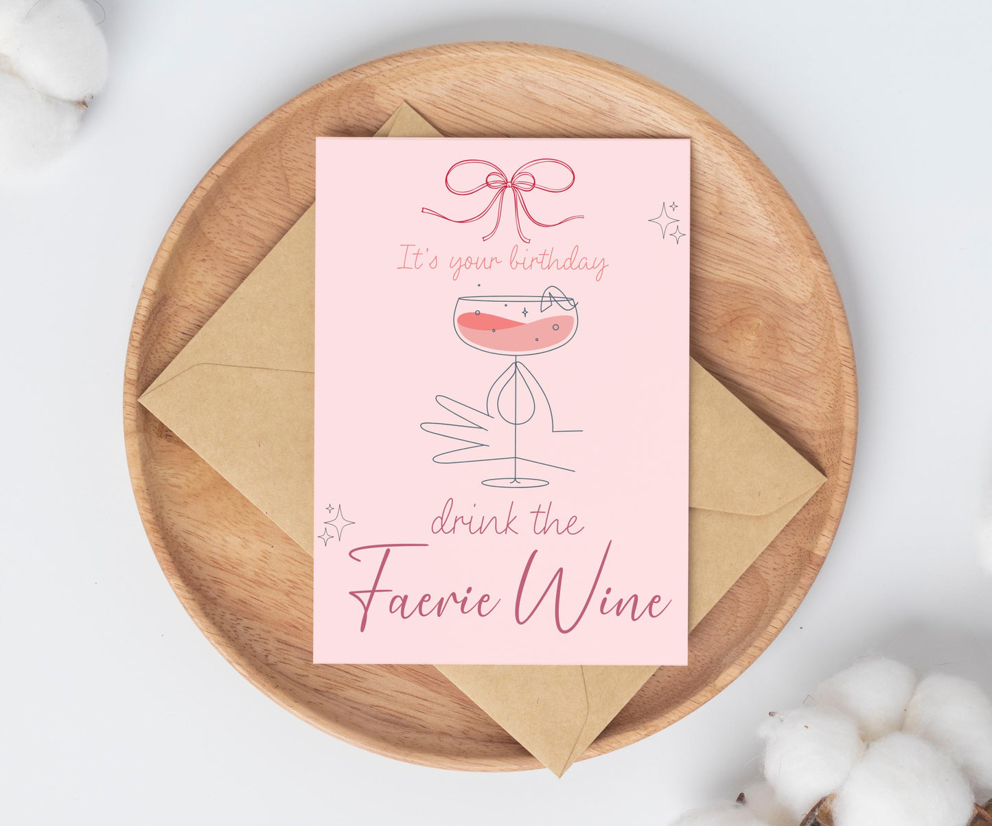 Cute Bookish Faerie Wine Birthday Card / Acotar birthday Card / card for reader / bookmark gift set / book lover