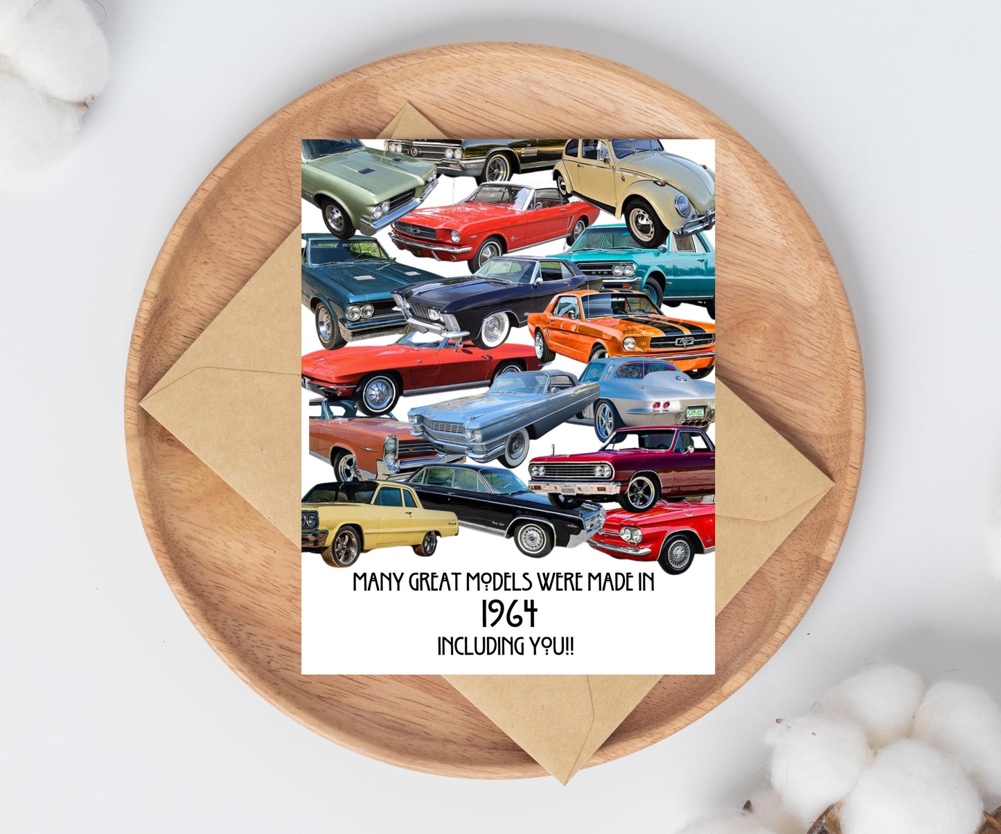 1964 Birthday Card / Happy Birthday / Automobile / Old / Car Lover