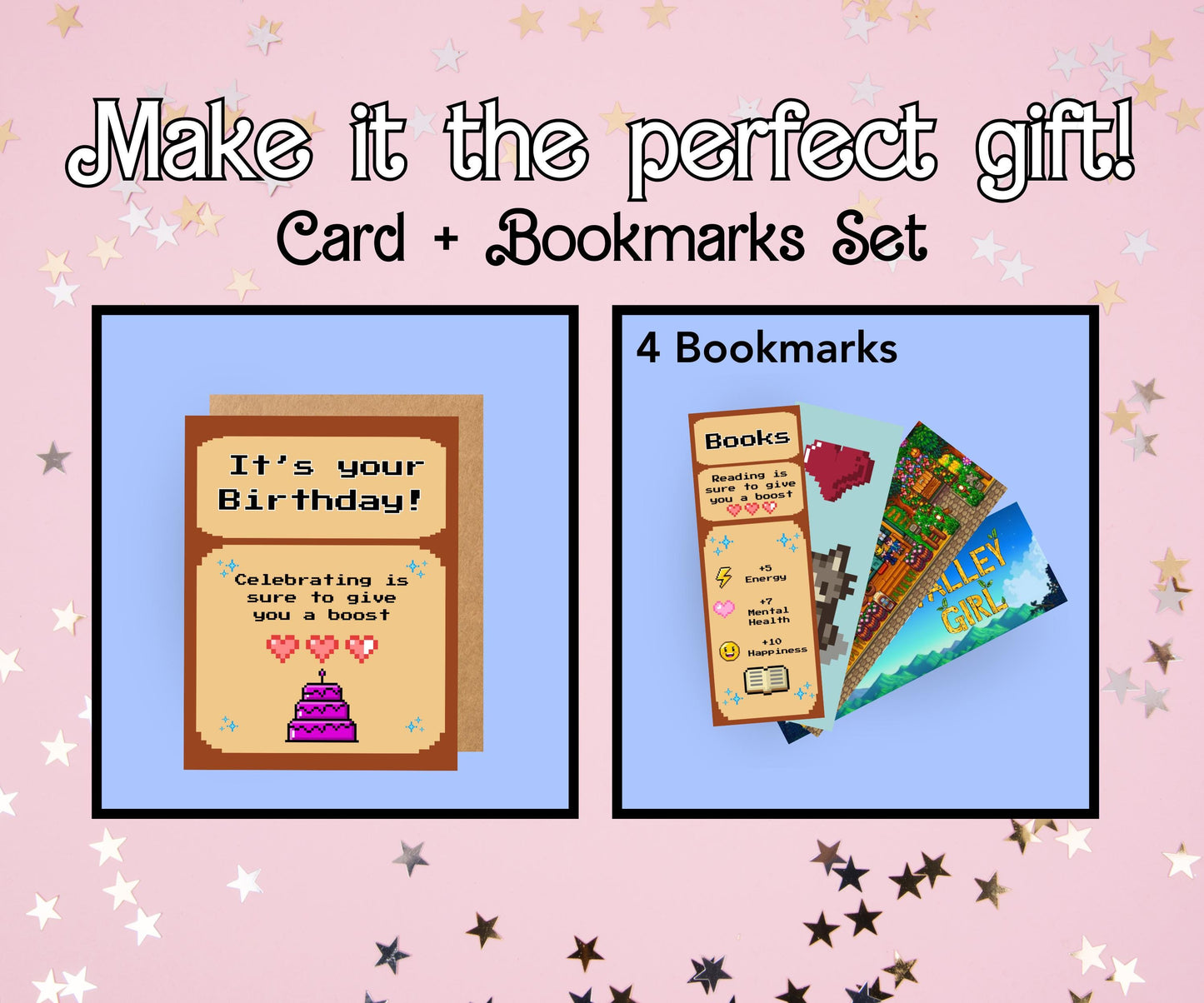 Valley Video Game birthday Card / card for / bookmark gift set / book lover