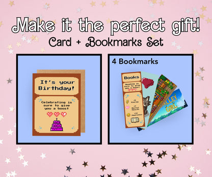 Valley Video Game birthday Card / card for / bookmark gift set / book lover