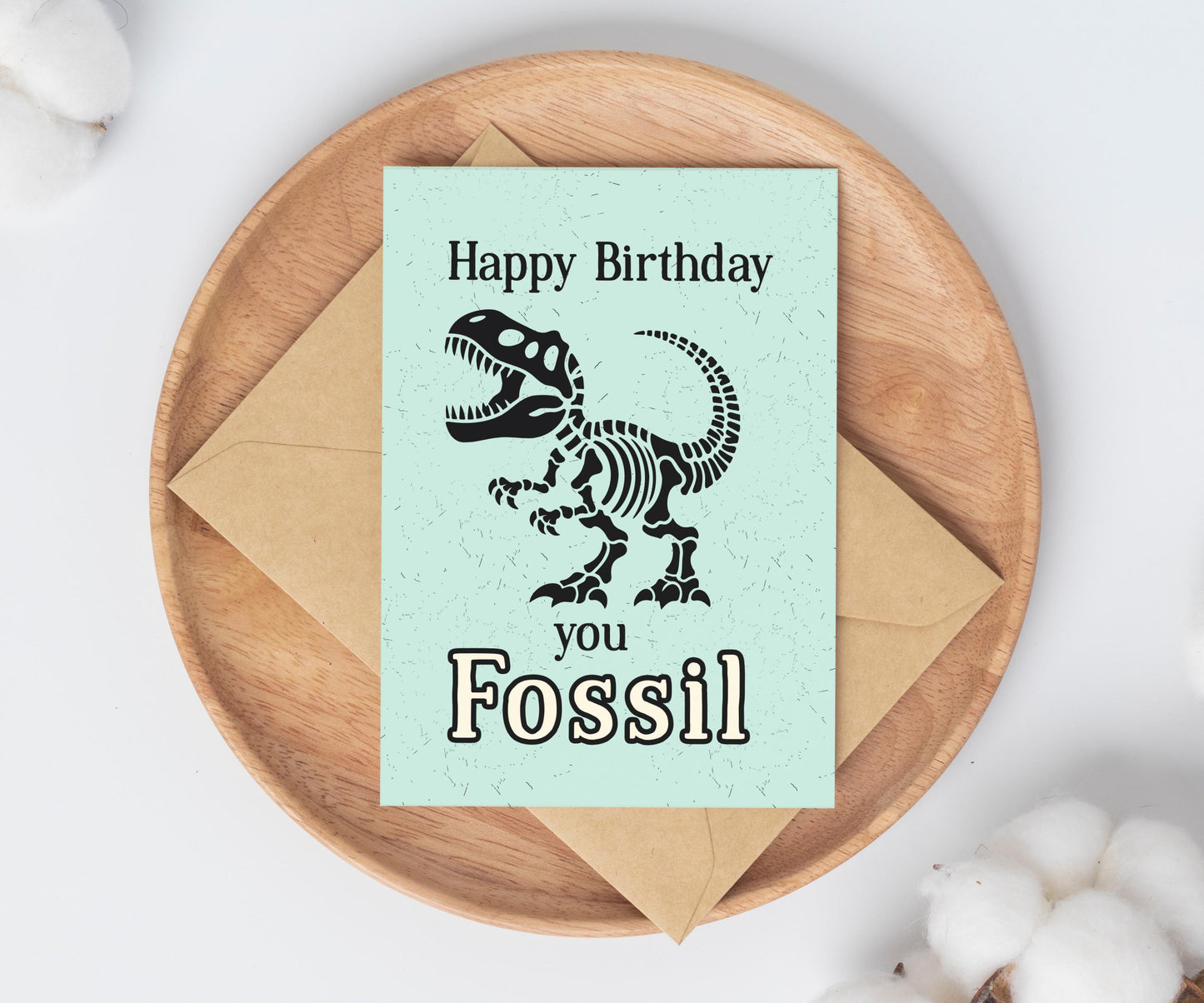 Funny Dino Fossil Birthday Card / funny old card / 30th birthday /40th birthday / card for dad / card for grandpa / spooky birthday card
