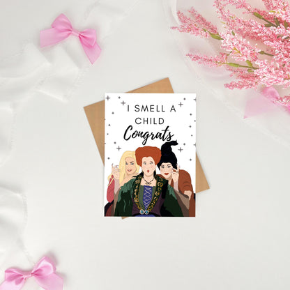 Halloween Baby Shower Card / new baby card / congrats card for her / card for wife / baby shower gifts / baby