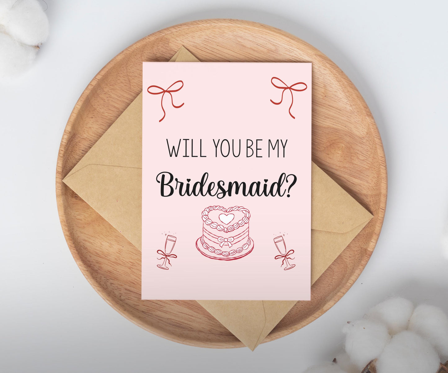 Whimsical Bridesmaid Proposal Card/ Coquette cute card / bridesmaid MOH gift