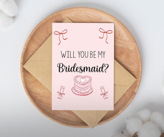 Whimsical Bridesmaid Proposal Card/ Coquette cute card / bridesmaid MOH gift