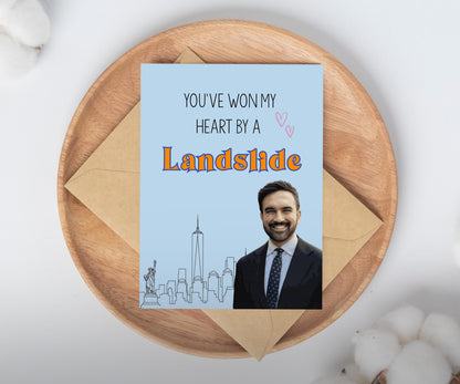 Funny New York Landslide Valentine's Card / romantic vday card / anniversary gift / political card