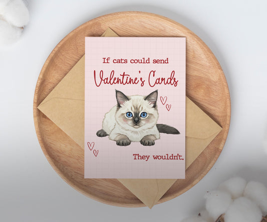 Funny Cat Valentine's Card for husband or wife / spouse vday card / girlfriend boyfriend card / cat card