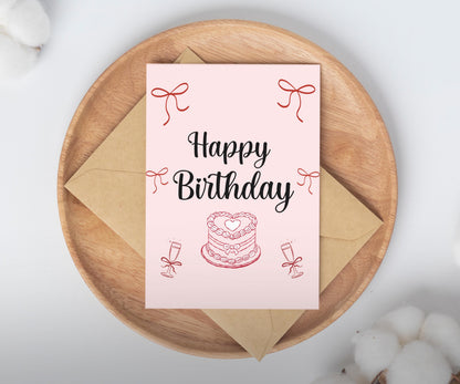 Whimsical Birthday Card / cute coquette bday card / birthday card for her / gifts