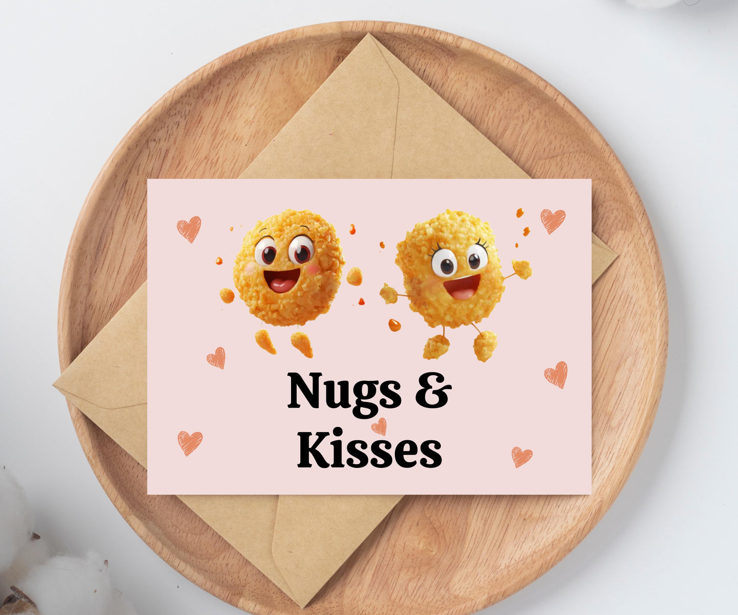 Nugs & Kisses Funny Card/Chicken Nuggets/Valentine/Anniversary/Birthday/Card/For Her/Him/Husband/Wife/Boyfriend/Girlfriend/Friend/Love/Gift