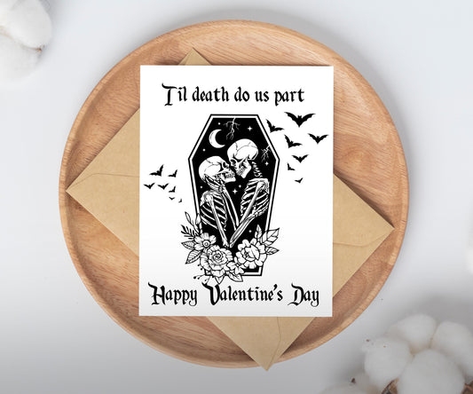 Til Death Do Us Part Valentine's Card / spooky goth vday card / Valloween card for husband / card for wife / valentine gift