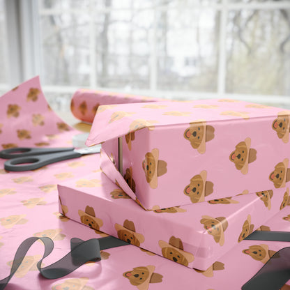 pink golden retriever wrapping paper, side view