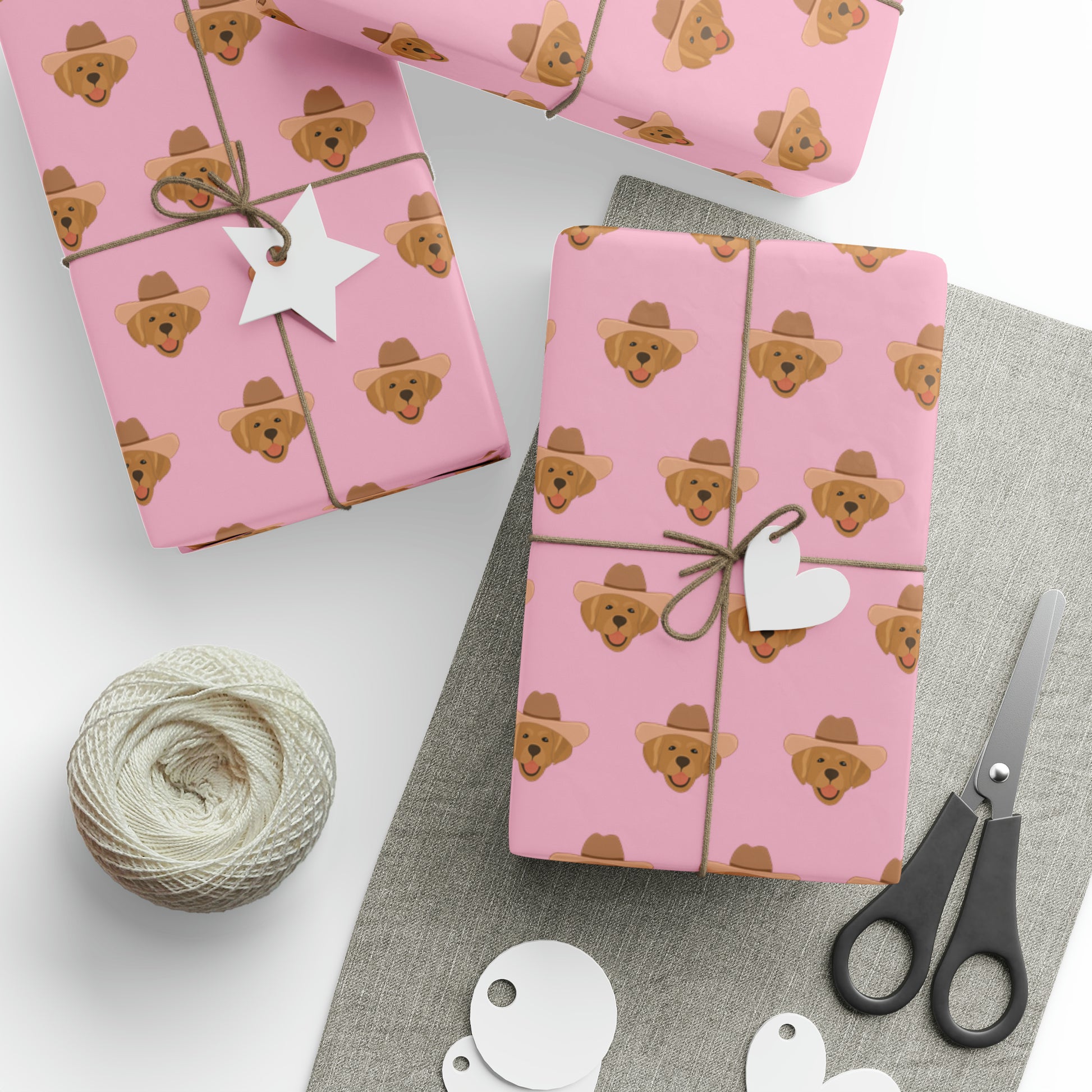 pink golden retriever wrapping paper