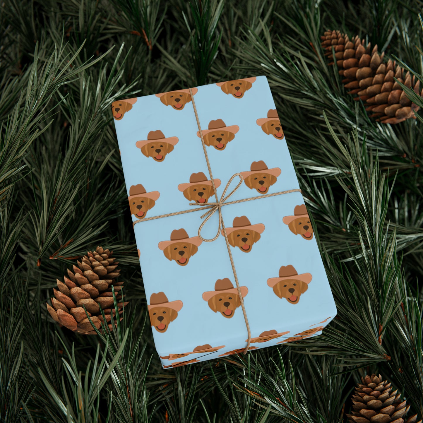 blue golden retriever wrapping paper christmas gift wrap