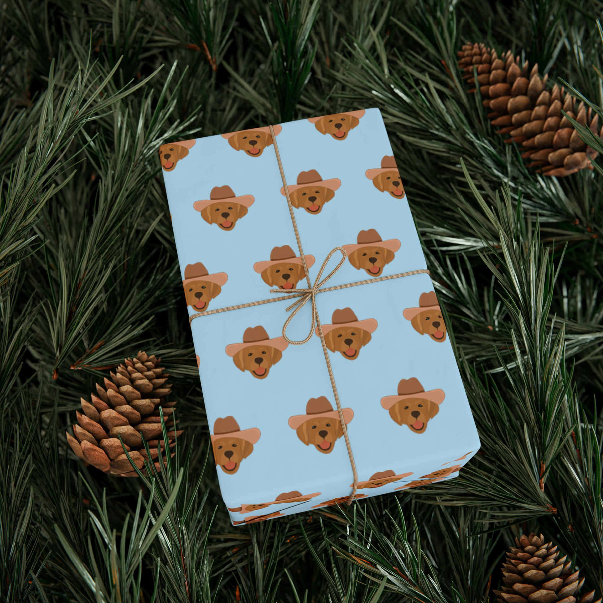 blue golden retriever wrapping paper christmas gift wrap