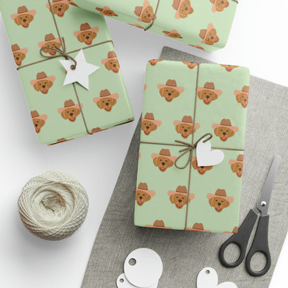 green golden retriever wrapping paper