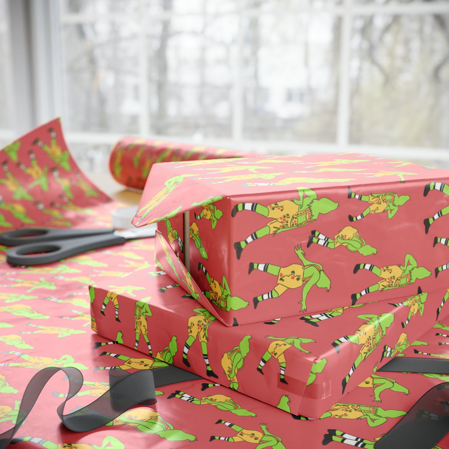 Grinch Wrapping Paper (Red)