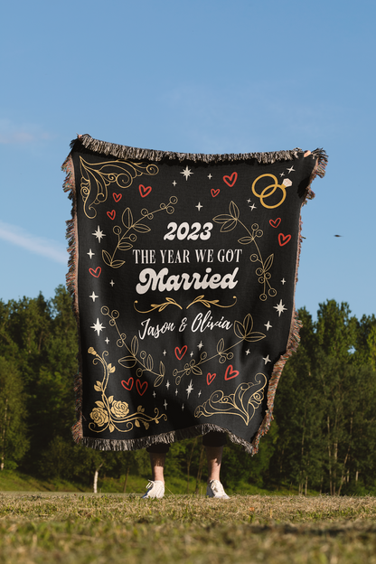 "The Year We Got Married" Personalized Throw Blanket