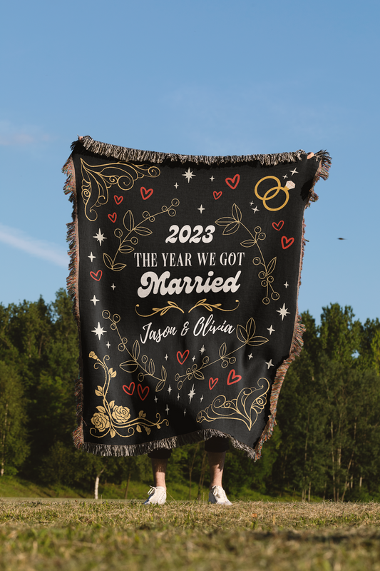 "The Year We Got Married" Personalized Throw Blanket